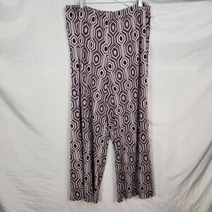 NEW DIRECTIONS Size XL Purple Geometric Elastic Waist Pull On Palazzo Pants EUC